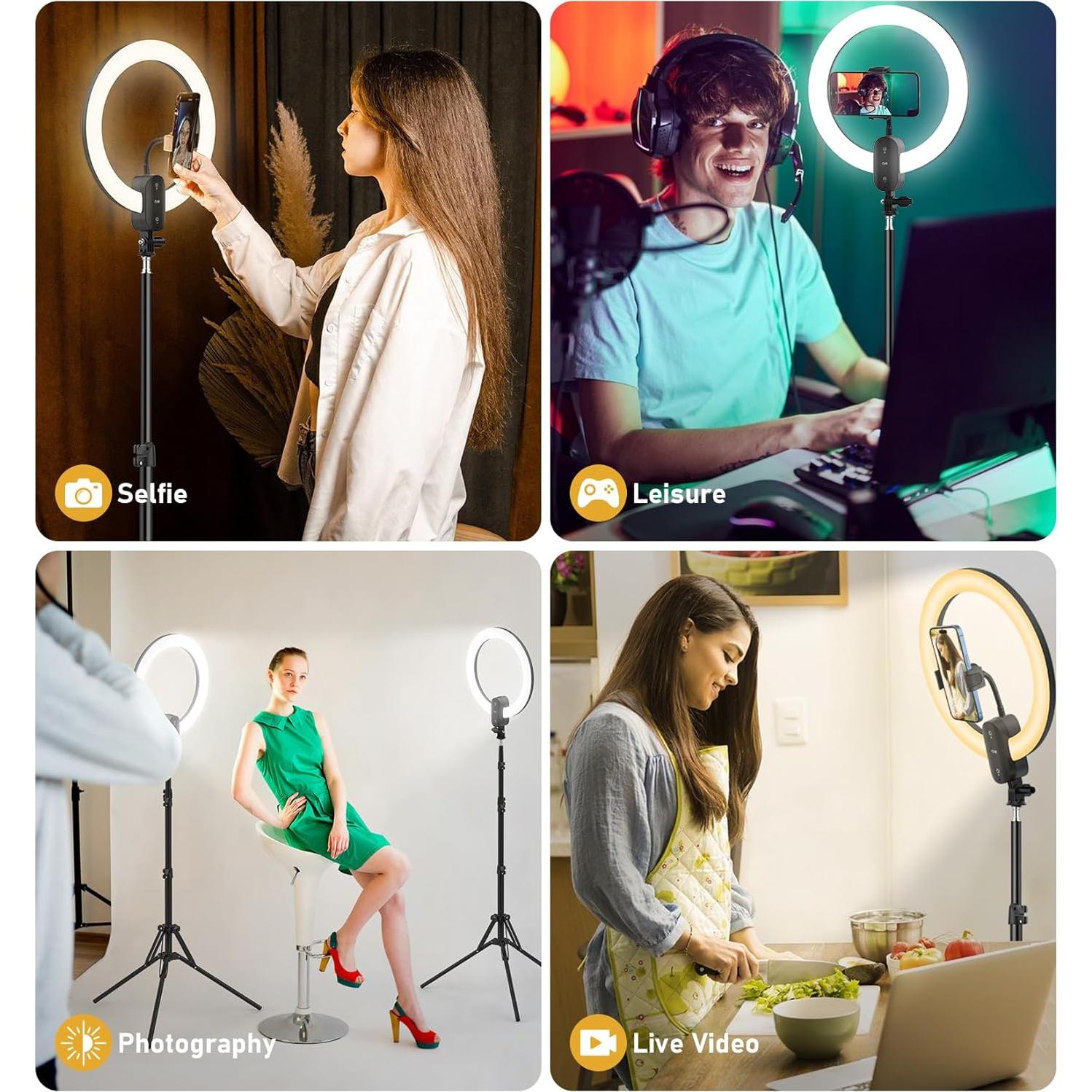 Anillo de Luz LED 30 cm Kmasic con Trípode 160 cm y Control Remoto