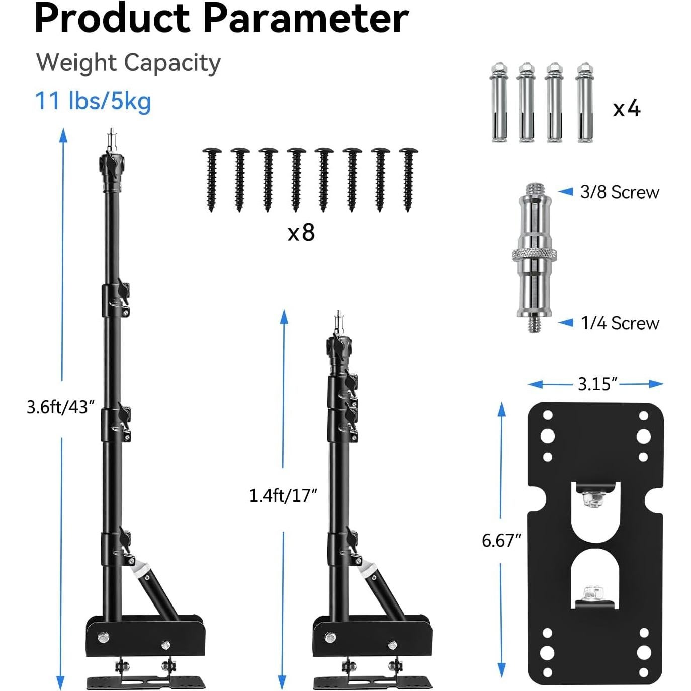 Soporte de Pared Takerers LS03 1.1m para Luz de Fotografía