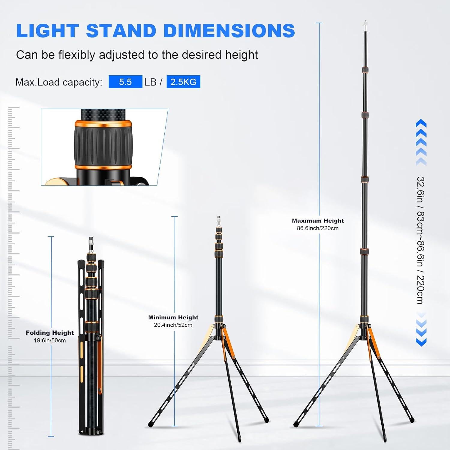 Soporte de Luz de Viaje Extensible Soonpho 2.2m con Bolsa