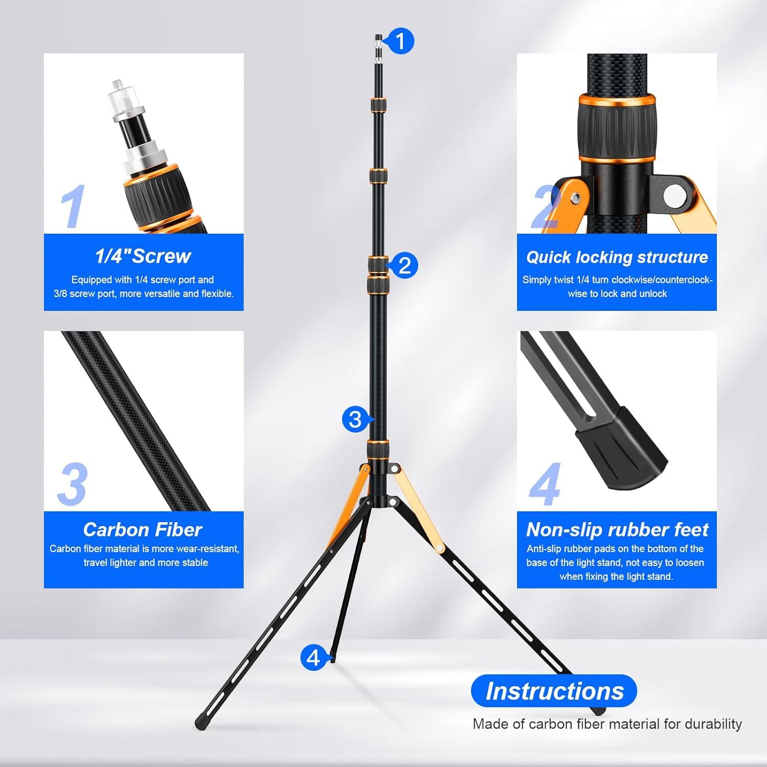 Soporte de Luz de Viaje Extensible Soonpho 2.2m con Bolsa