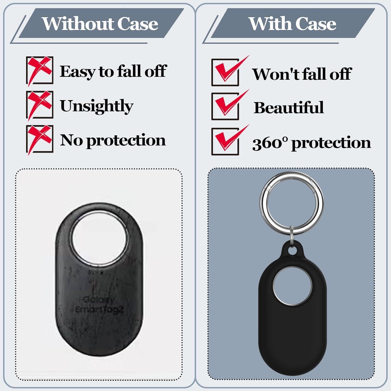 Funda Protectora de Silicona Tyanuzz para Samsung Smart Tag 2 - 2 Paquete Negro