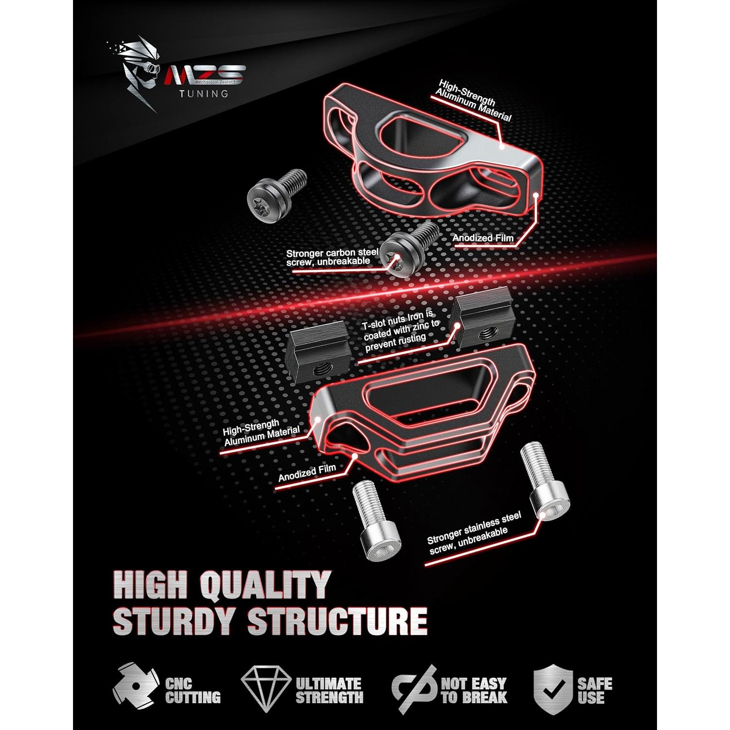 Anclajes de Carga MZS para Tacoma Tundra - 4 Piezas Negro