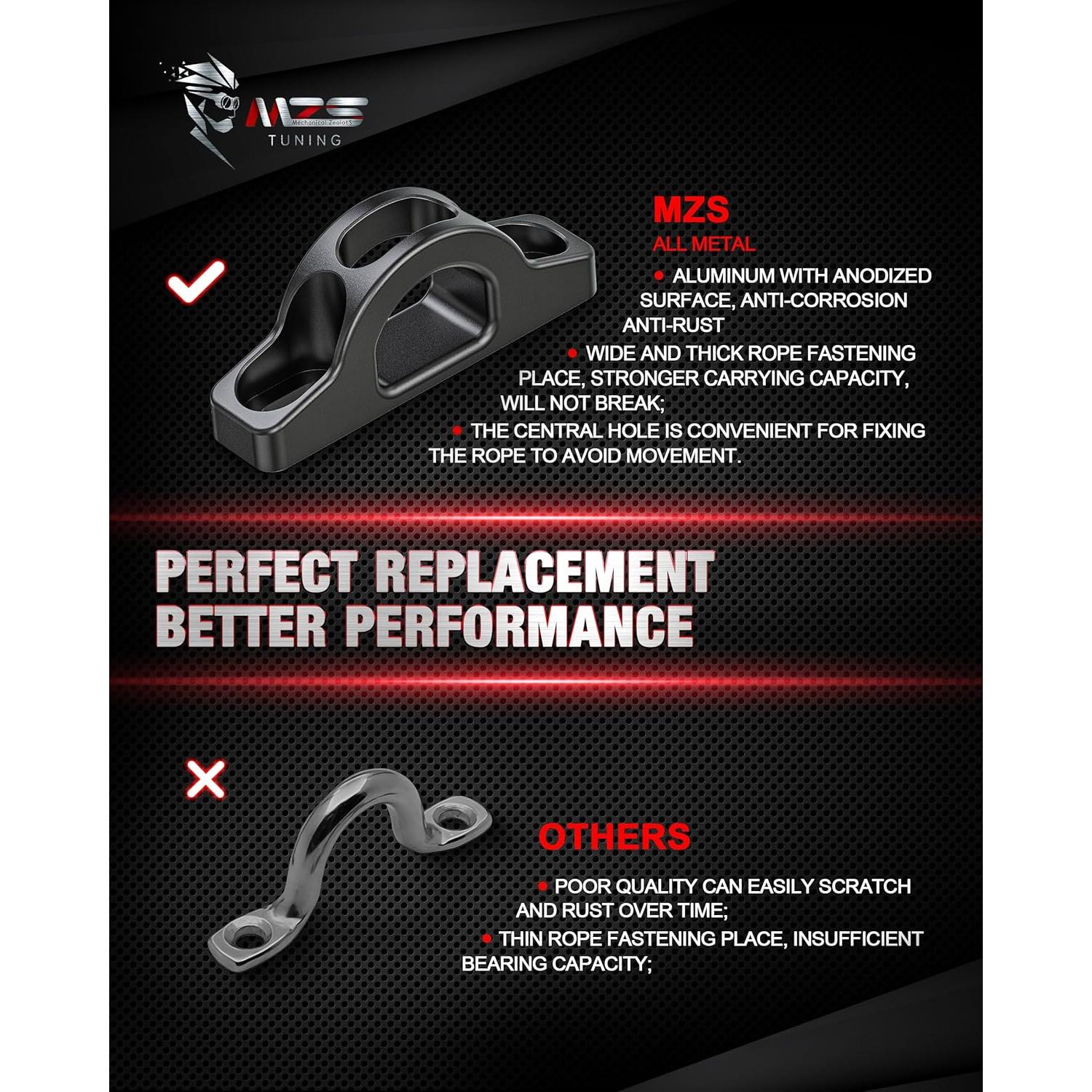 Anclajes de Carga MZS para Tacoma Tundra - 4 Piezas Negro