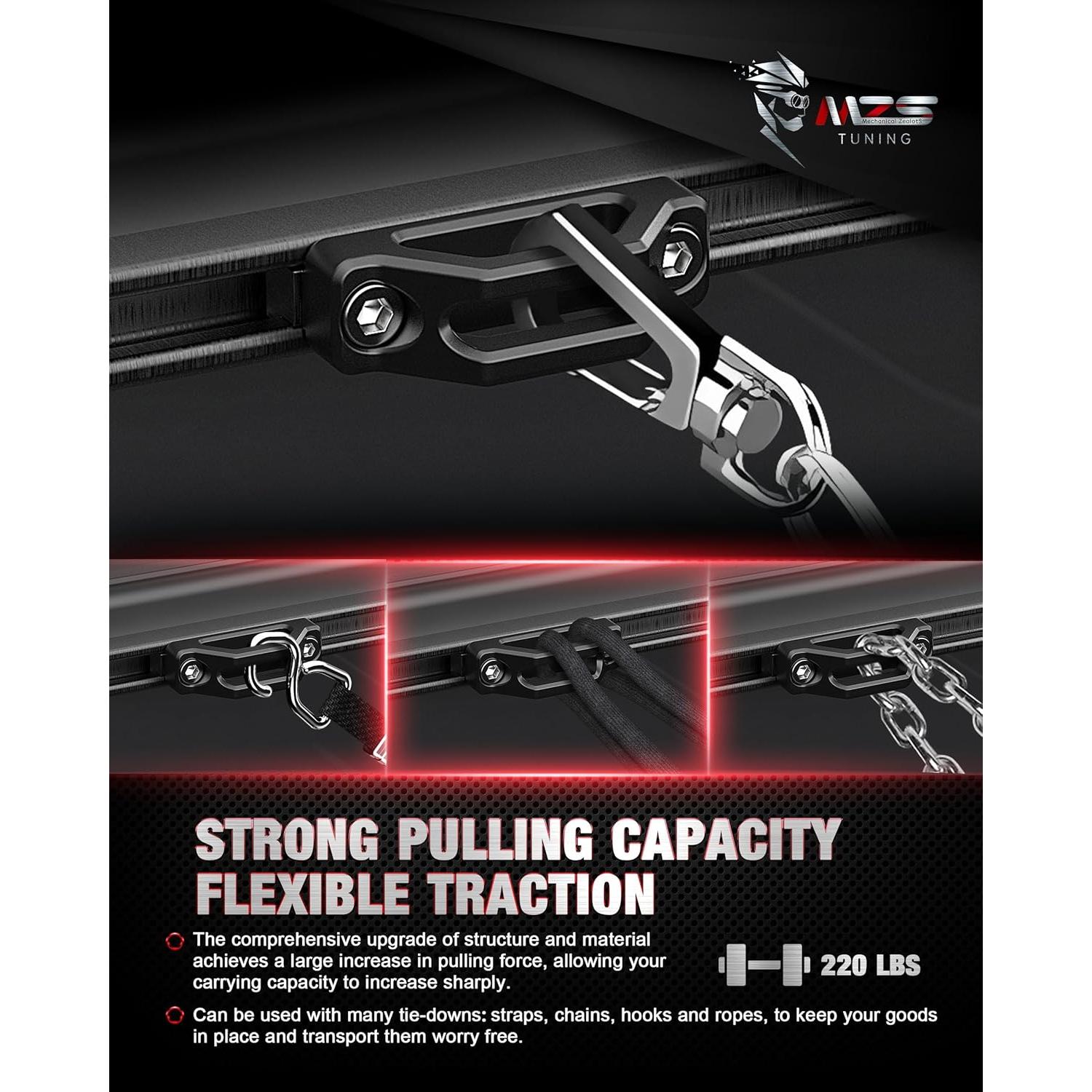 Anclajes de Carga MZS para Tacoma Tundra - 4 Piezas Negro