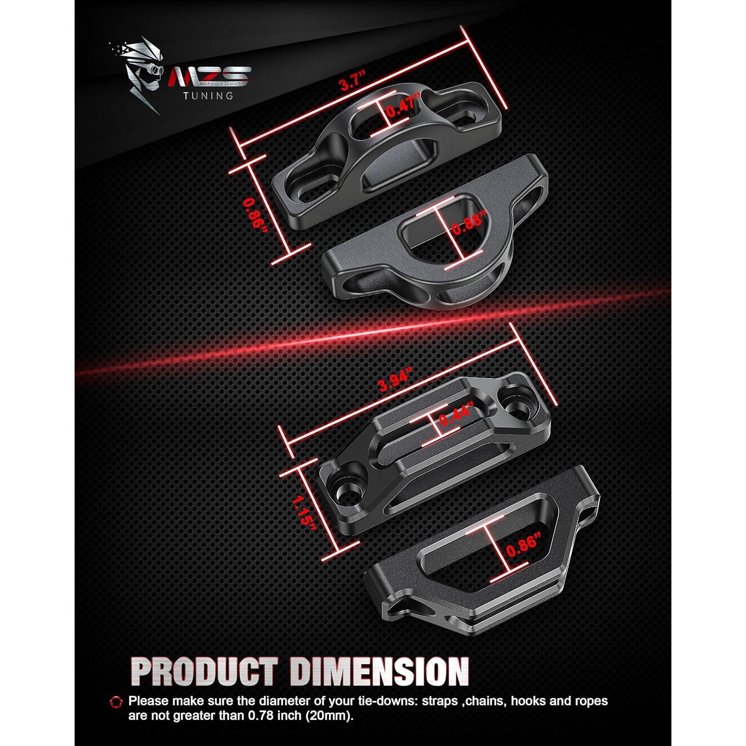 Anclajes de Carga MZS para Tacoma Tundra - 4 Piezas Negro