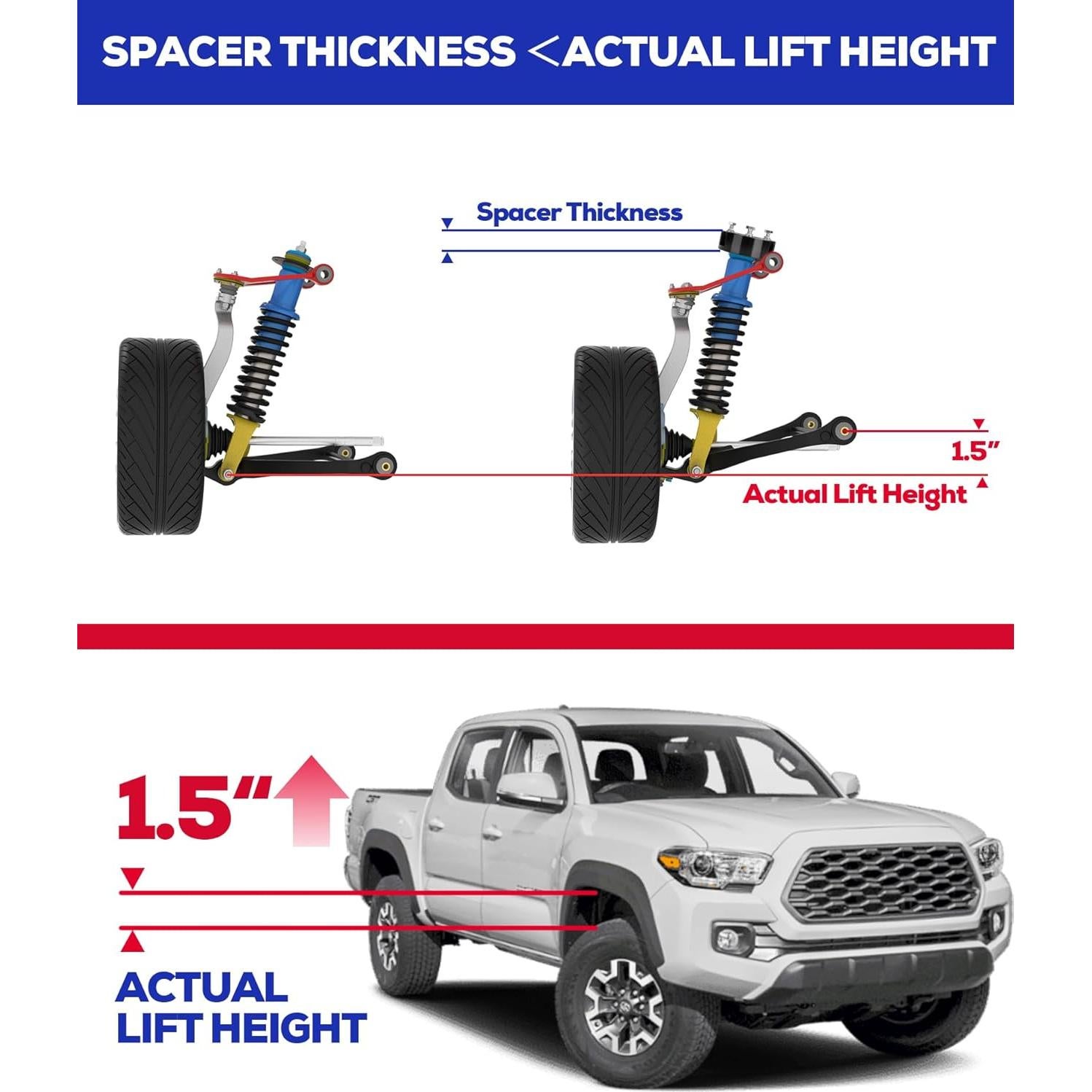 KSP Kit de Elevación Frontal 1.5" para Toyota Tacoma 2005-2023