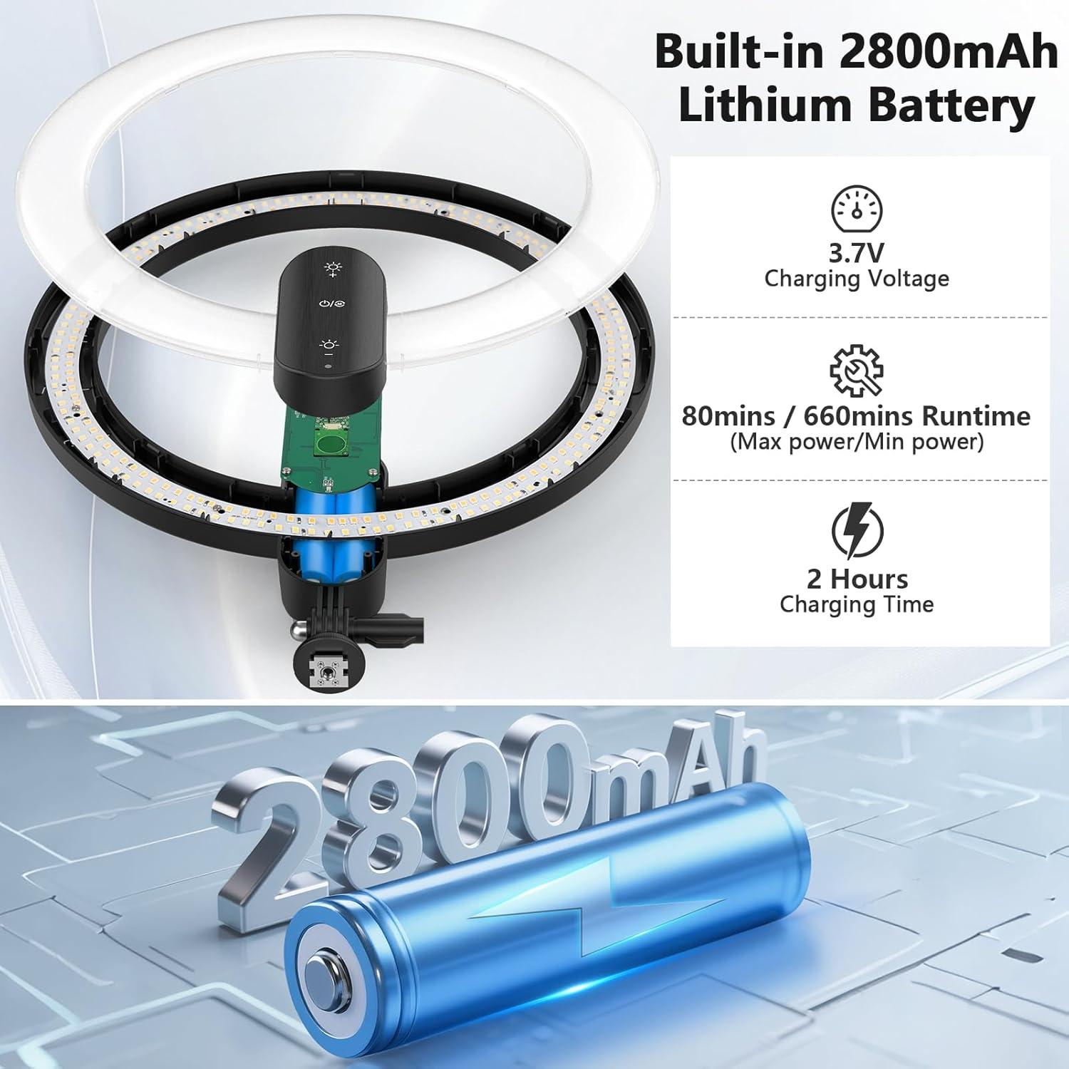 Luz de Anillo Selfie 30cm QEUOOIY con Trípode 160cm LED