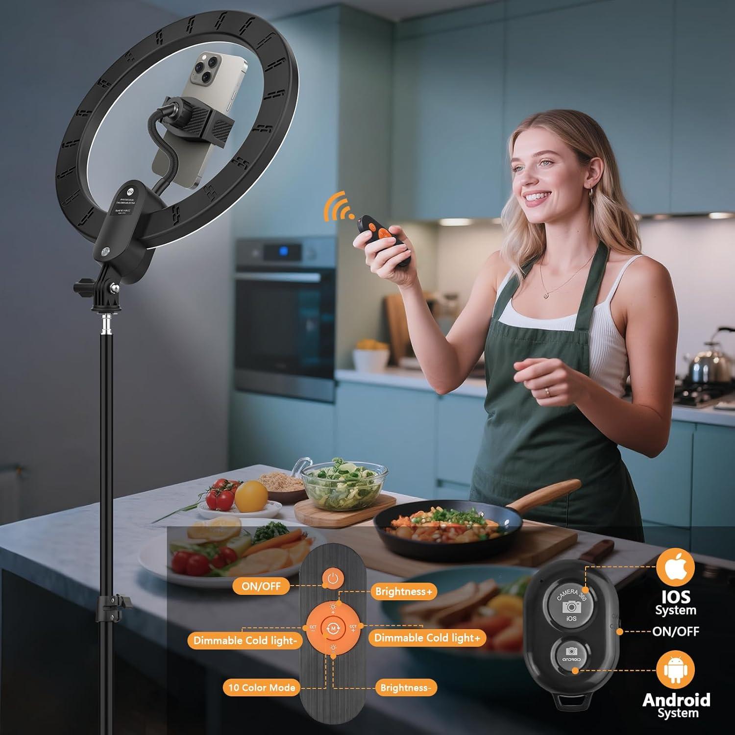 Luz de Anillo Selfie 30cm QEUOOIY con Trípode 160cm LED