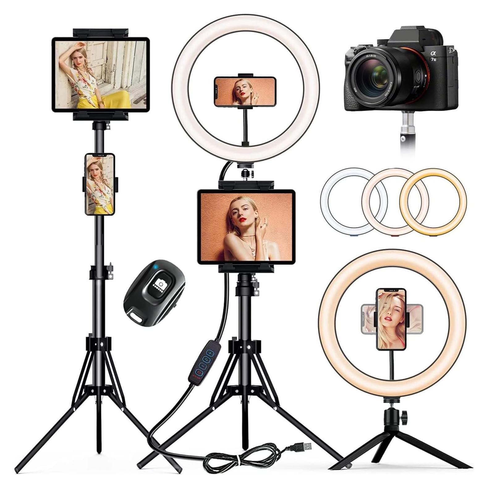 Anillo de Luz LED 30 cm PEYOU con Trípode 182.88 cm y Soportes