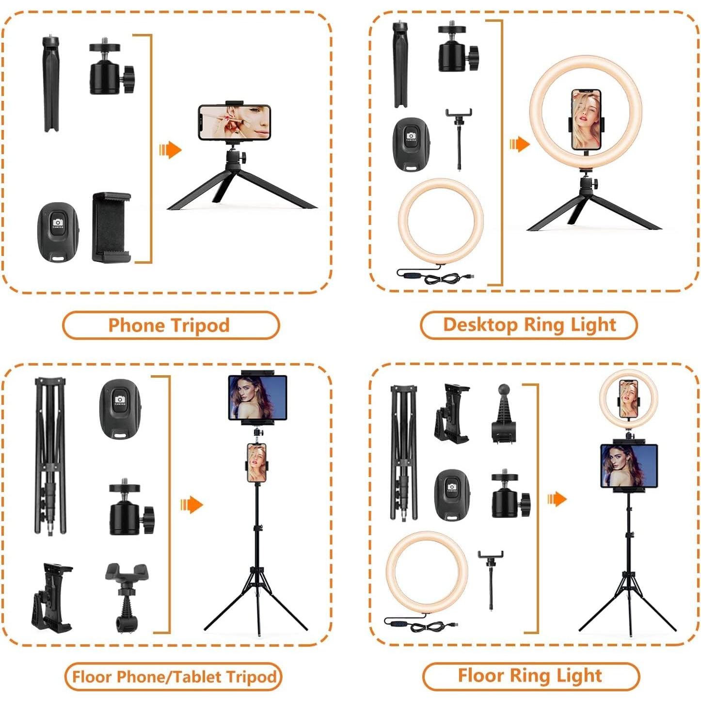 Anillo de Luz LED 30 cm PEYOU con Trípode 182.88 cm y Soportes