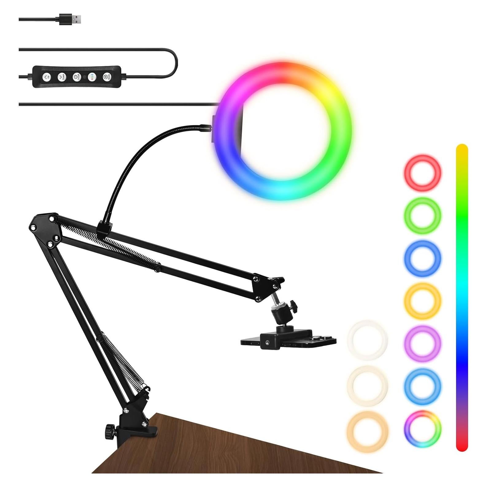 Anillo de Luz RGB 20.32 cm con Montura para Cámara y Teléfono