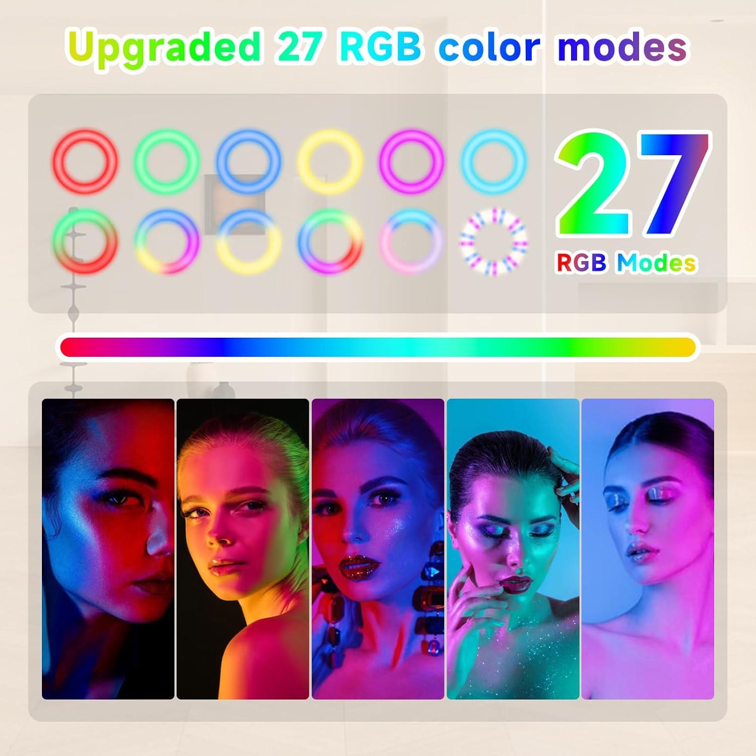 Anillo de Luz RGB 20.32 cm con Montura para Cámara y Teléfono