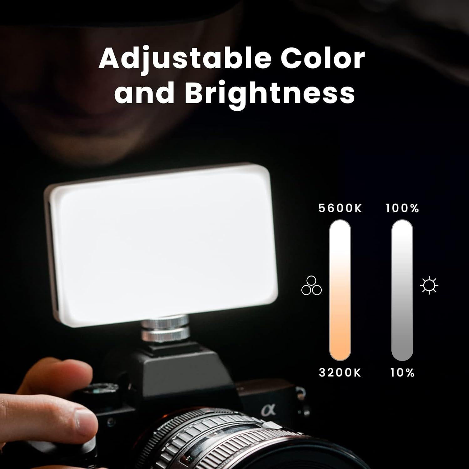 Bicolor Panel Mini LED Light for Professional DSLR Cameras | Adjustable Panel Mini, LCD Display | Photo and Video Lighting, Long Battery Life | Fits Sony, Nikon, Canon, Fuji, Panasonic