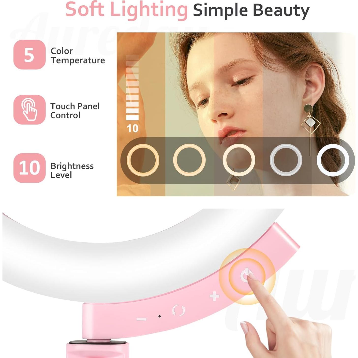 Luz de Anillo LED 30.48 cm Aureday con Trípode 157.48 cm