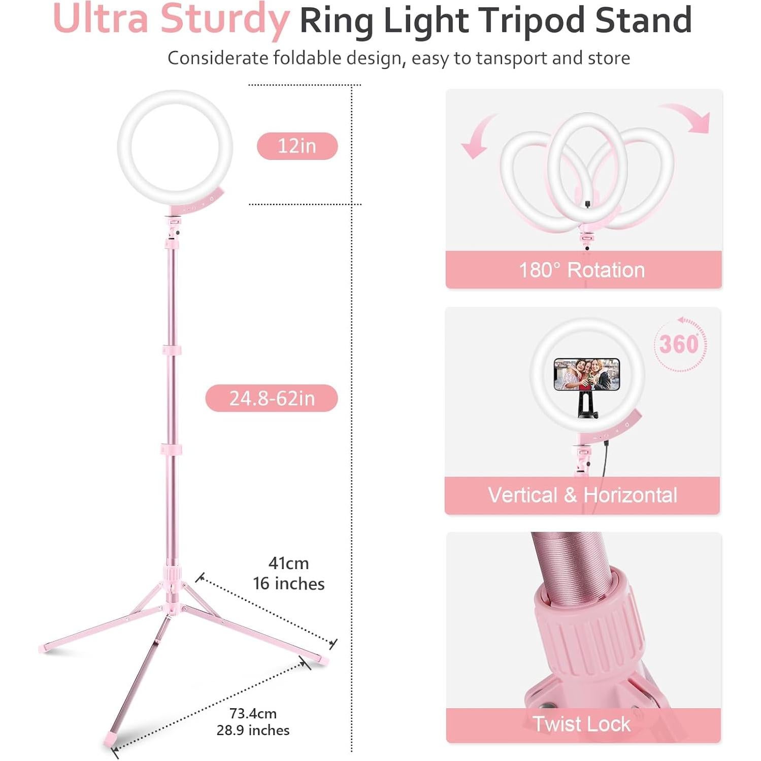 Luz de Anillo LED 30.48 cm Aureday con Trípode 157.48 cm