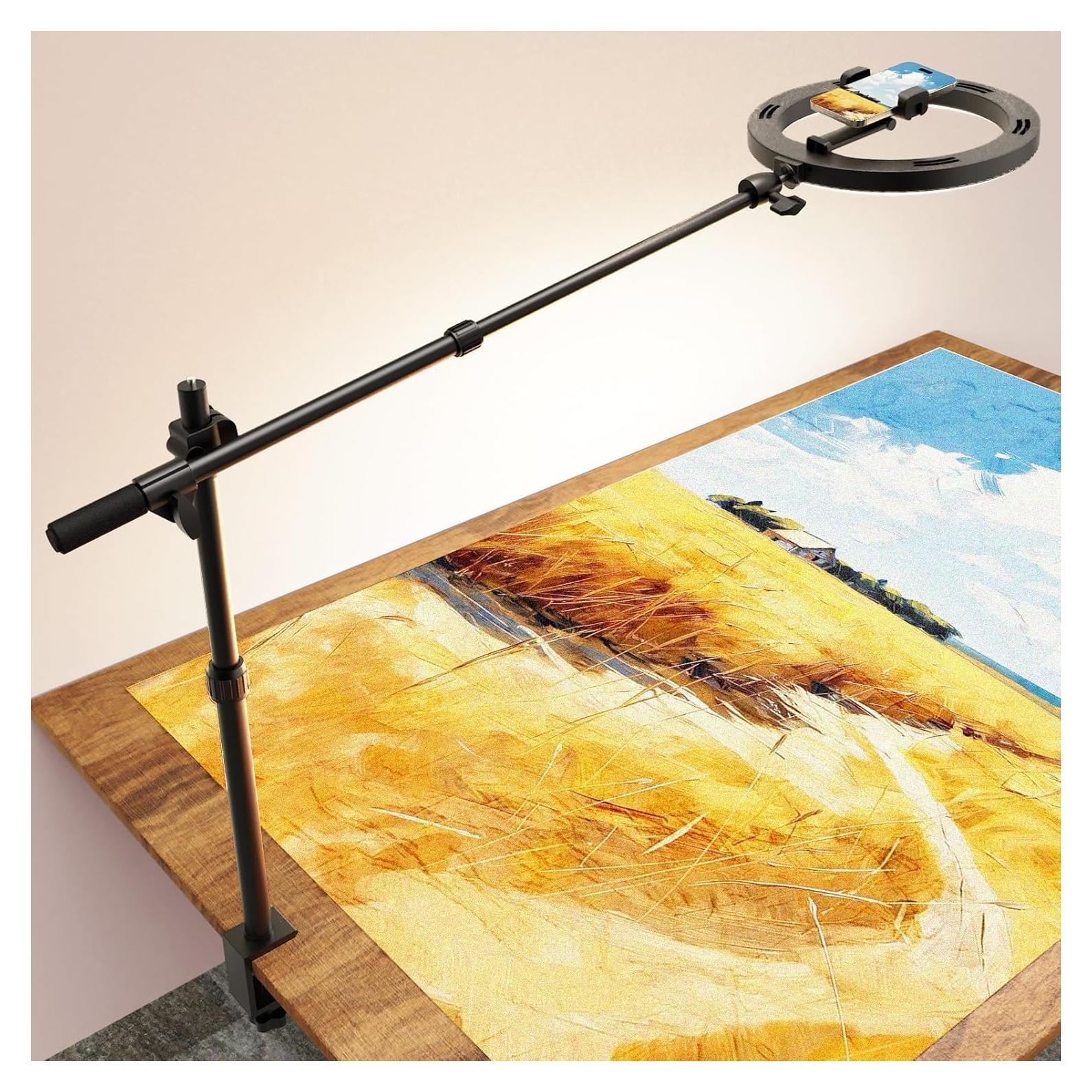 Soporte de cámara LUXSURE con luz anular 25.4 cm para teléfono