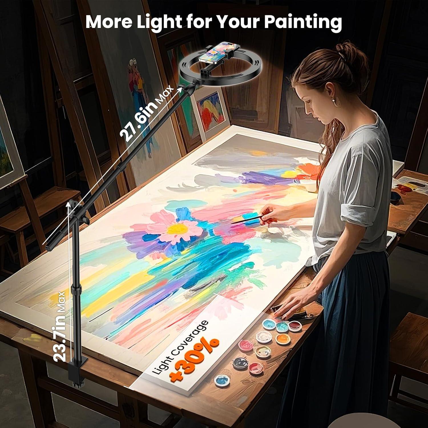 Soporte de cámara LUXSURE con luz anular 25.4 cm para teléfono