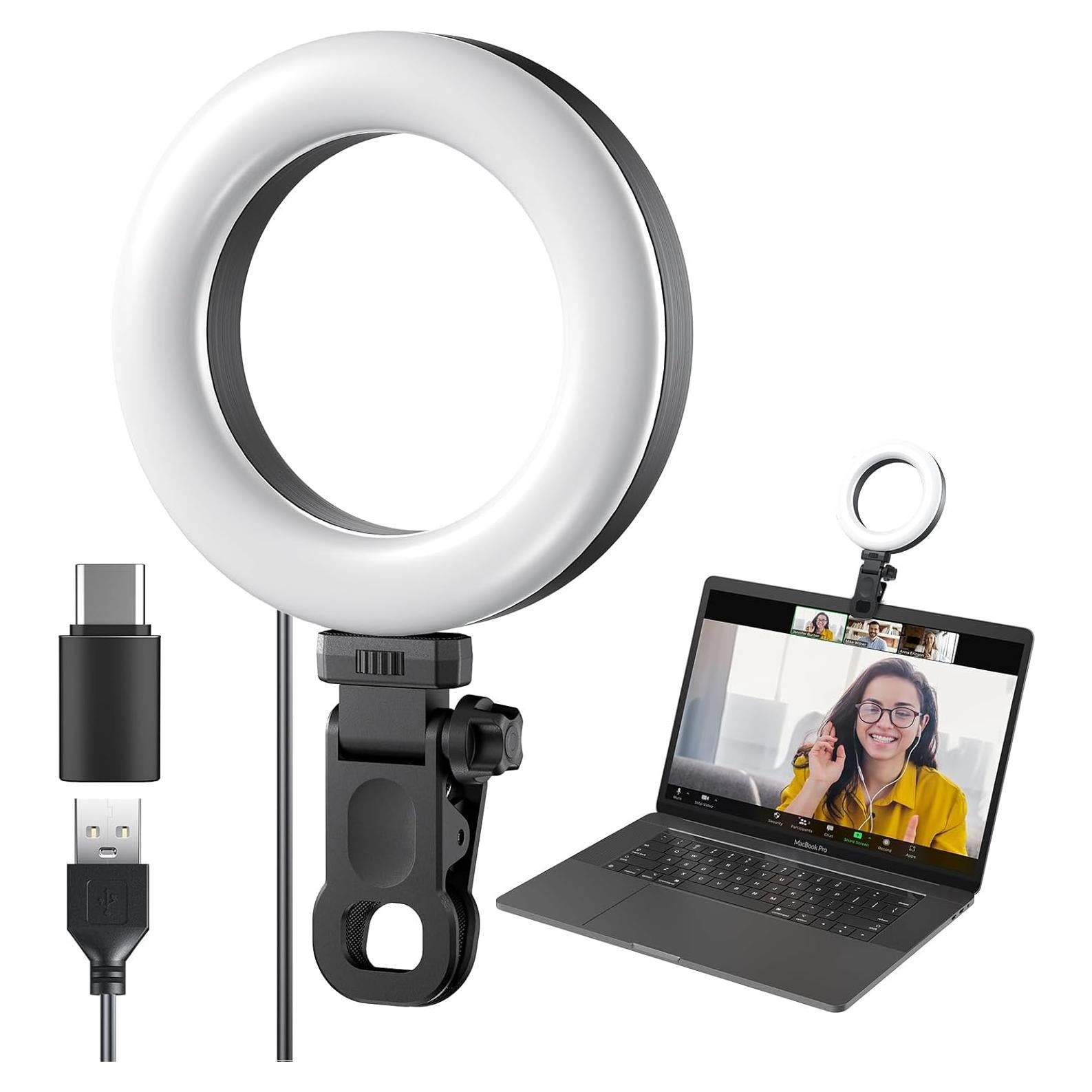 Anillo de Luz LED Clip para Laptop Baoyi MY048 10 Niveles Brillo