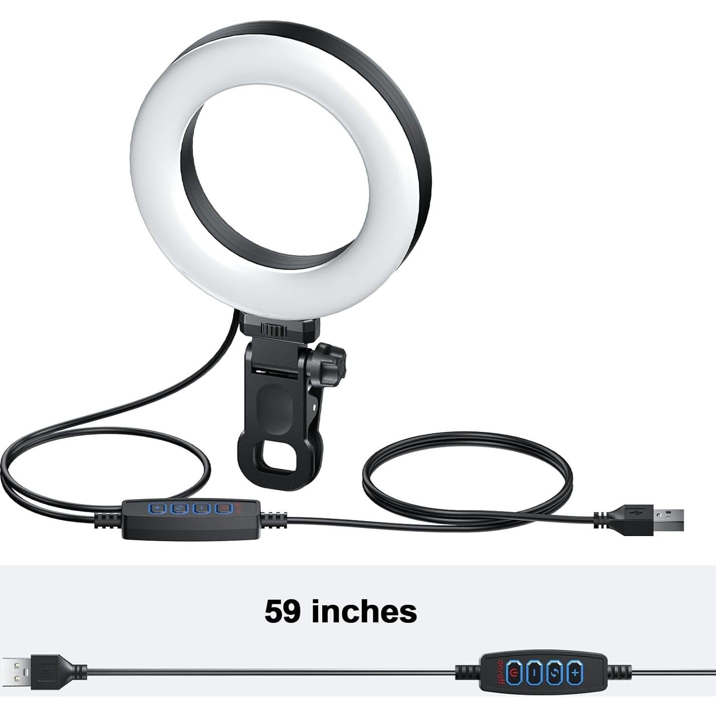 Anillo de Luz LED Clip para Laptop Baoyi MY048 10 Niveles Brillo