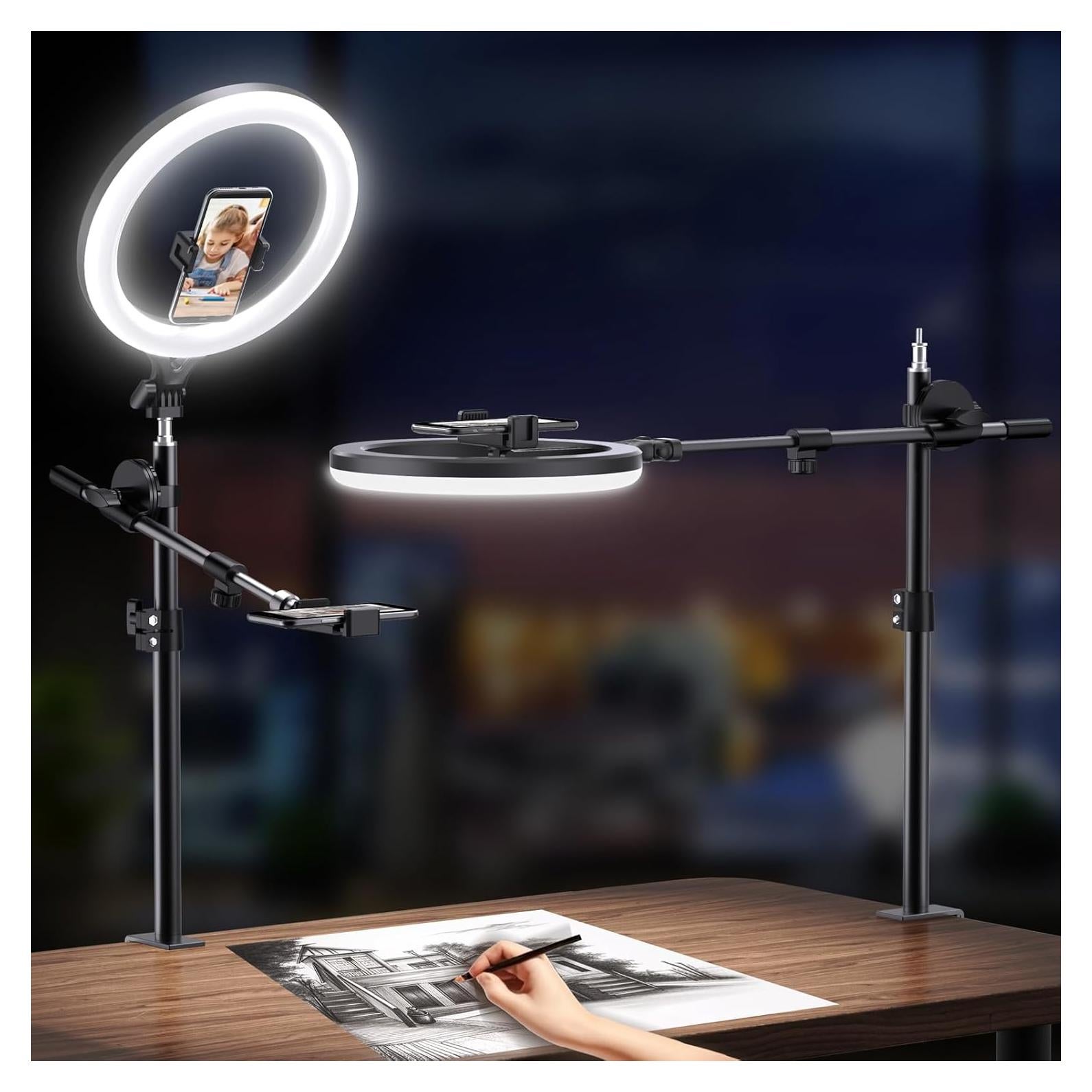 Anillo de Luz LED 27.94 cm con Soporte para Teléfono Flaurentz