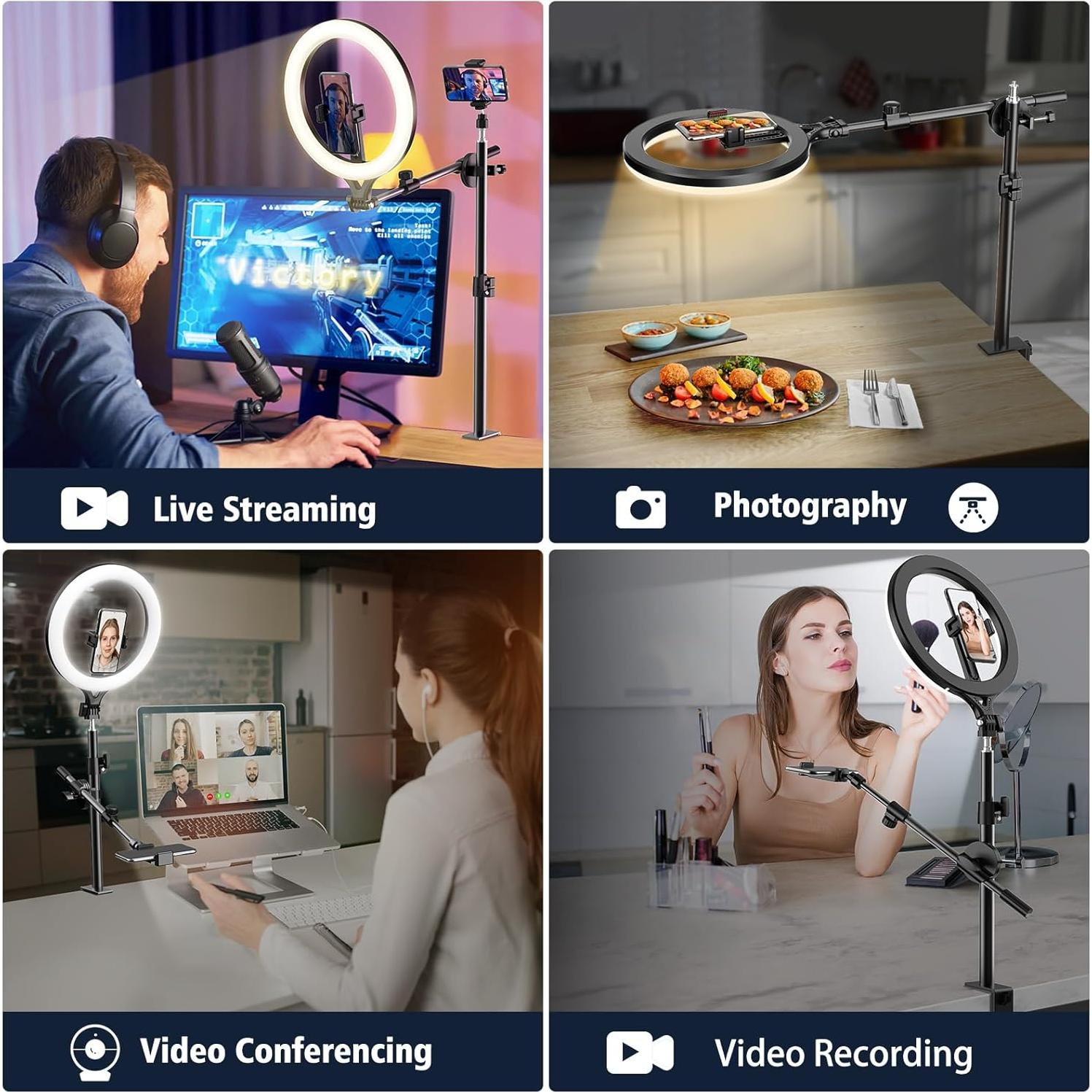 Anillo de Luz LED 27.94 cm con Soporte para Teléfono Flaurentz