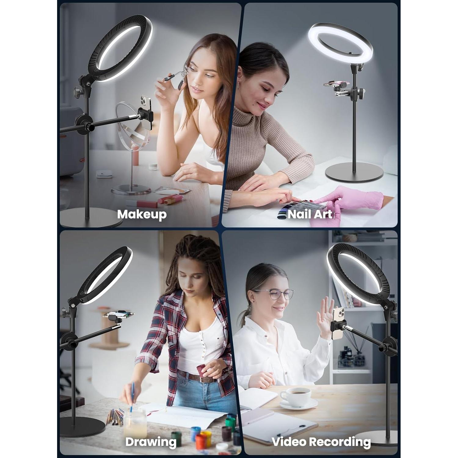 LUXSURE Anillo de Luz para Escritorio con Soporte Ajustable 26.67 cm