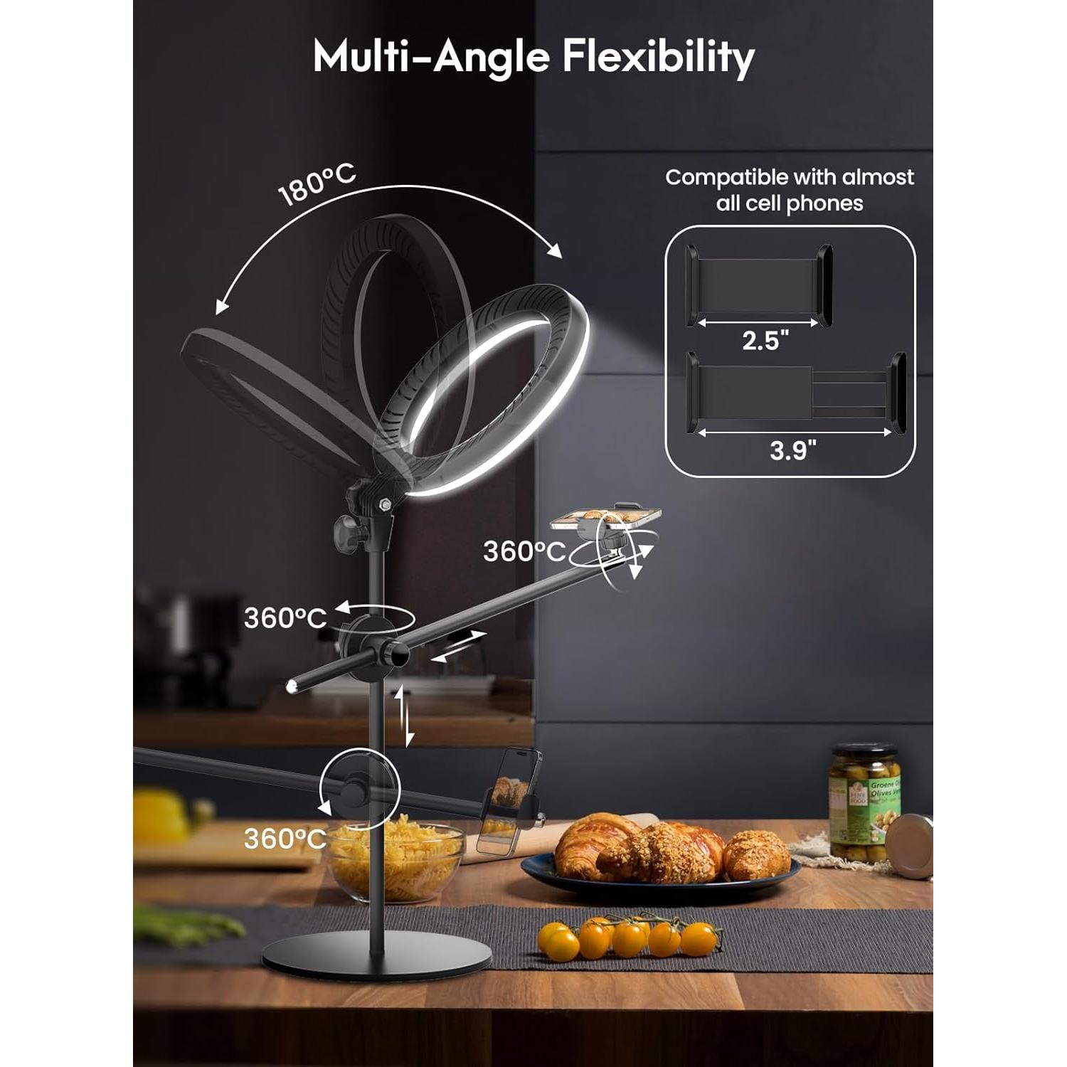 LUXSURE Anillo de Luz para Escritorio con Soporte Ajustable 26.67 cm