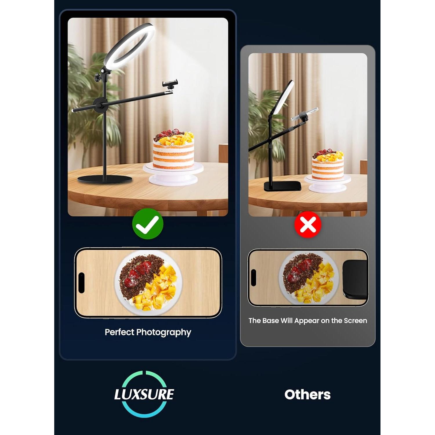 LUXSURE Anillo de Luz para Escritorio con Soporte Ajustable 26.67 cm