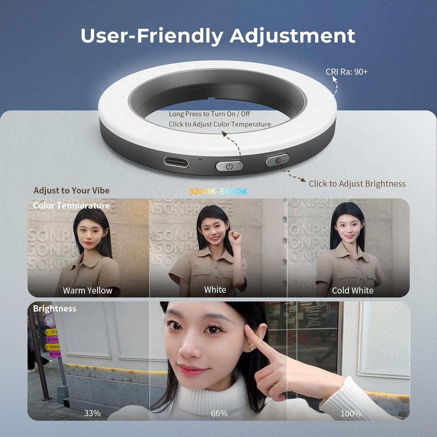 Luz LED de Anillo Bi-Color SmallRig Vibe P30 67mm 3W