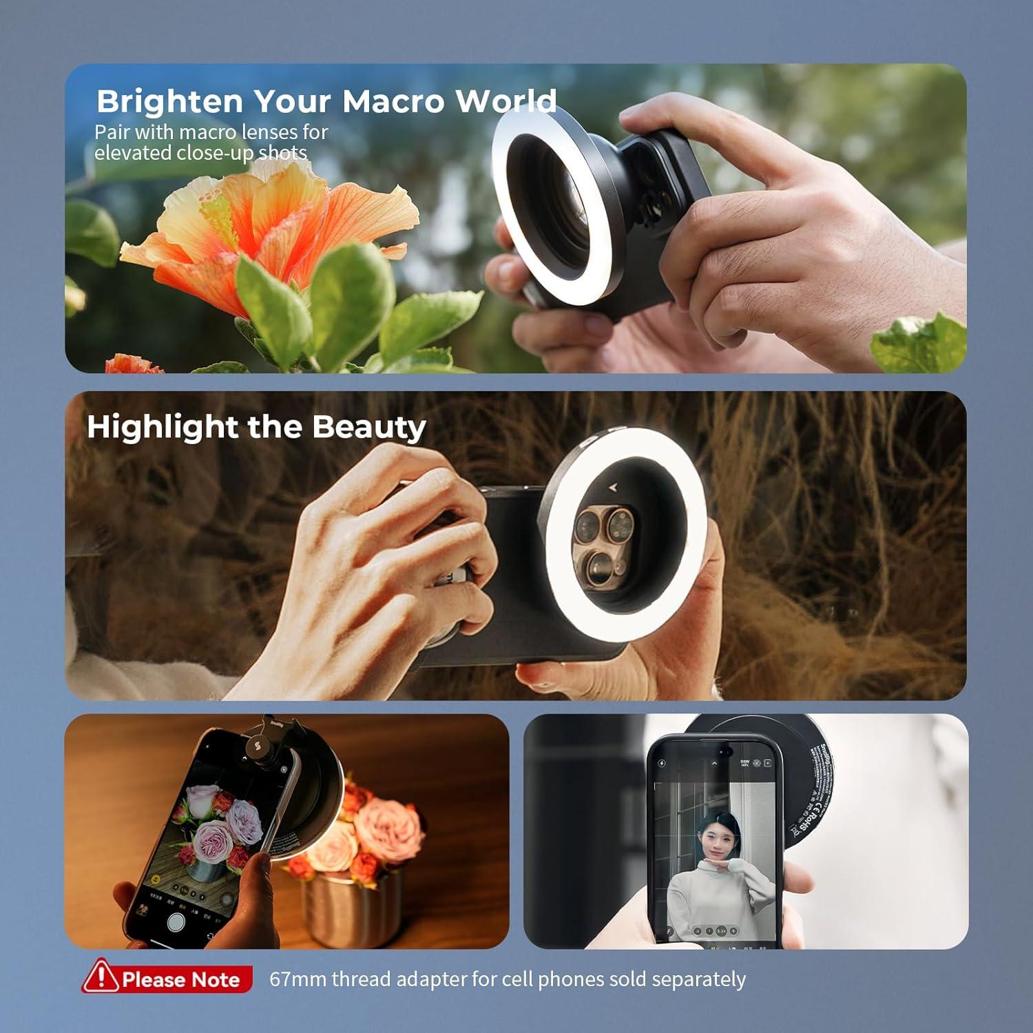 Luz LED de Anillo Bi-Color SmallRig Vibe P30 67mm 3W