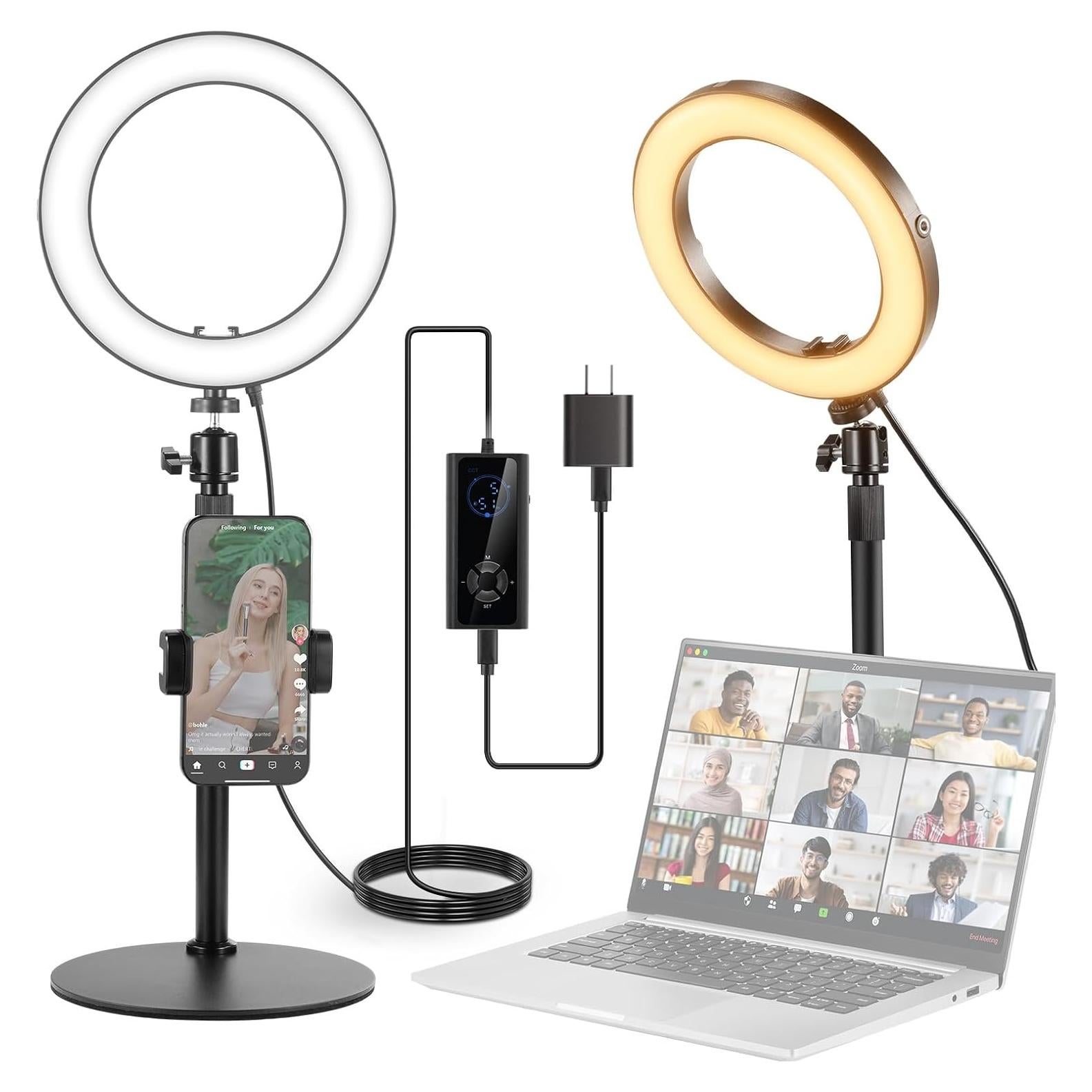 Luz de Anillo LED NEEWER 18W 8" con Soporte Ajustable