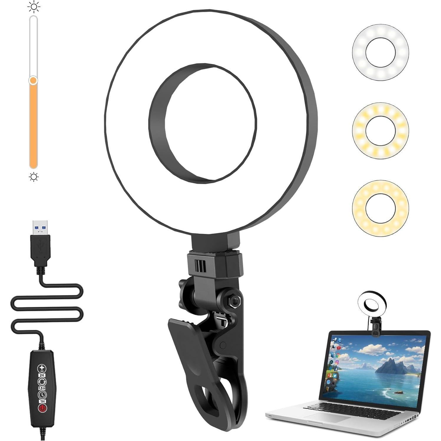 Luz de Anillo LED Mojimdo 3.5" Regulable con Temporizador