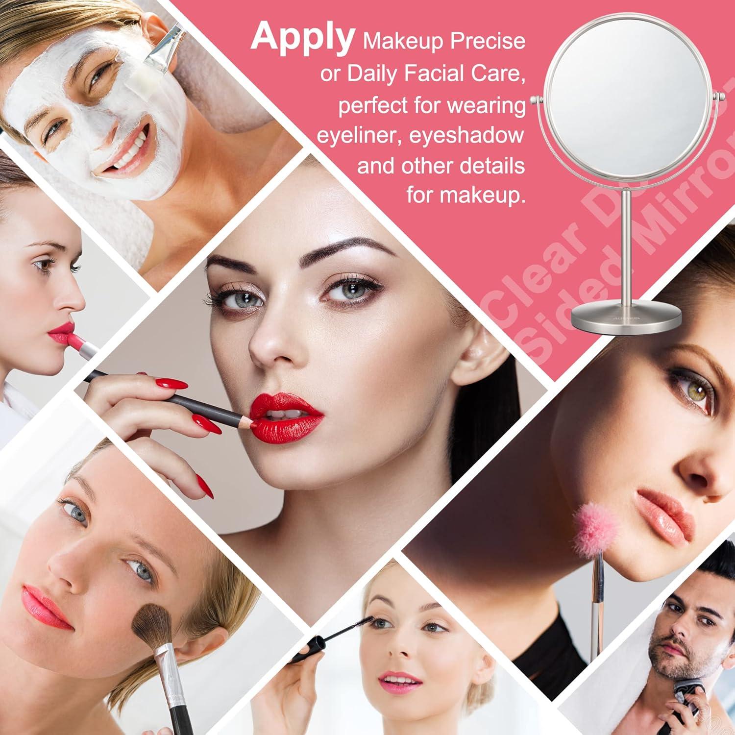 Espejo de Maquillaje ALHAKIN 20 cm Doble Cara 1X/10X Niquel