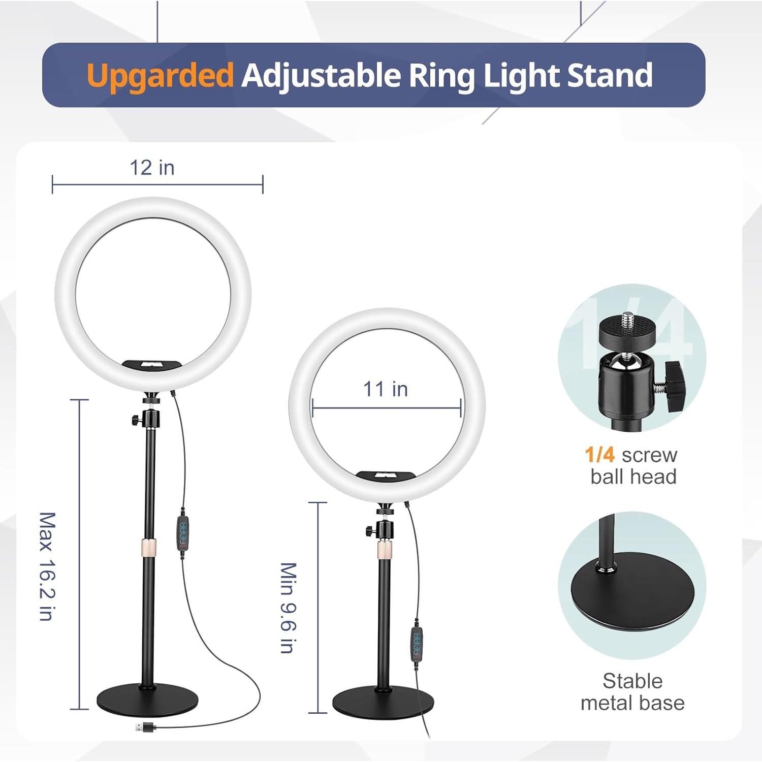 Luz de Anillo LED Sensyne 30.5 cm con Soporte y Control Remoto