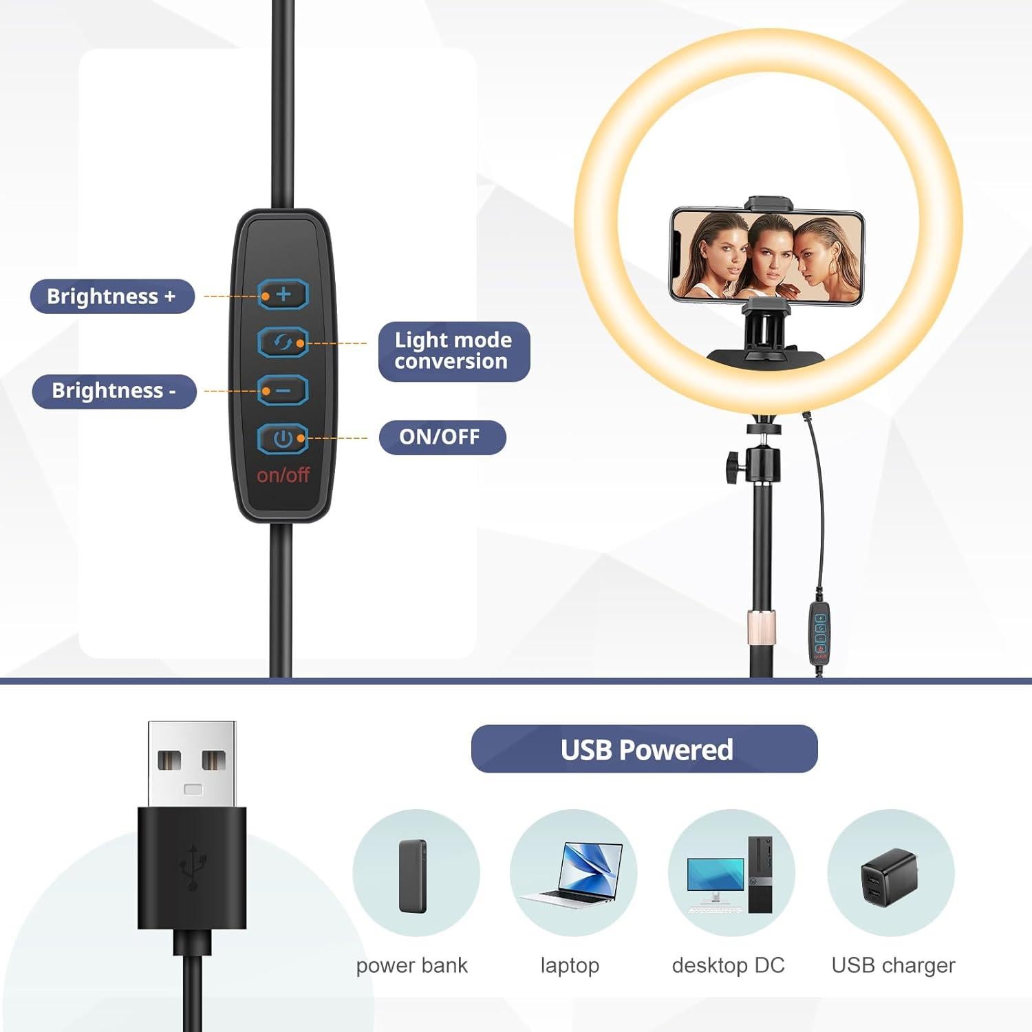 Luz de Anillo LED Sensyne 30.5 cm con Soporte y Control Remoto