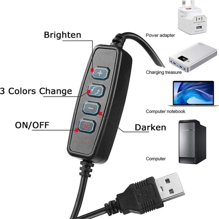 Cabezal de Anillo de Luz LED ZJchao 18W 26cm Ajustable