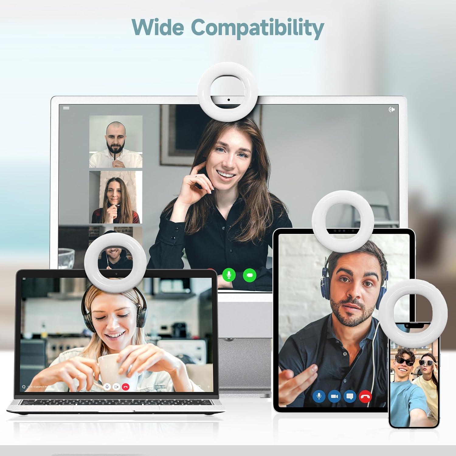 Luz de Anillo Selfie Recargable Qirita 3 Modos 94mm