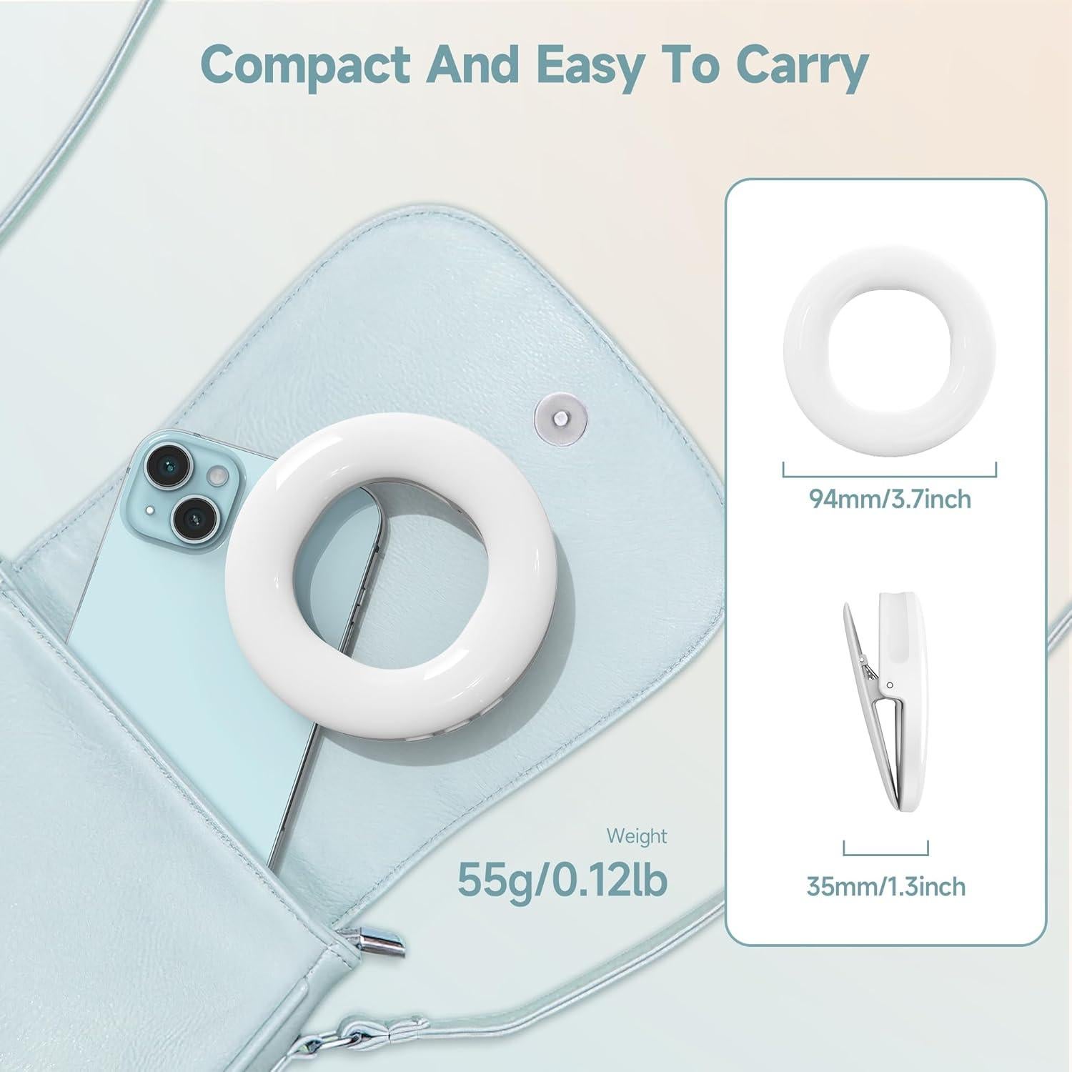 Luz de Anillo Selfie Recargable Qirita 3 Modos 94mm