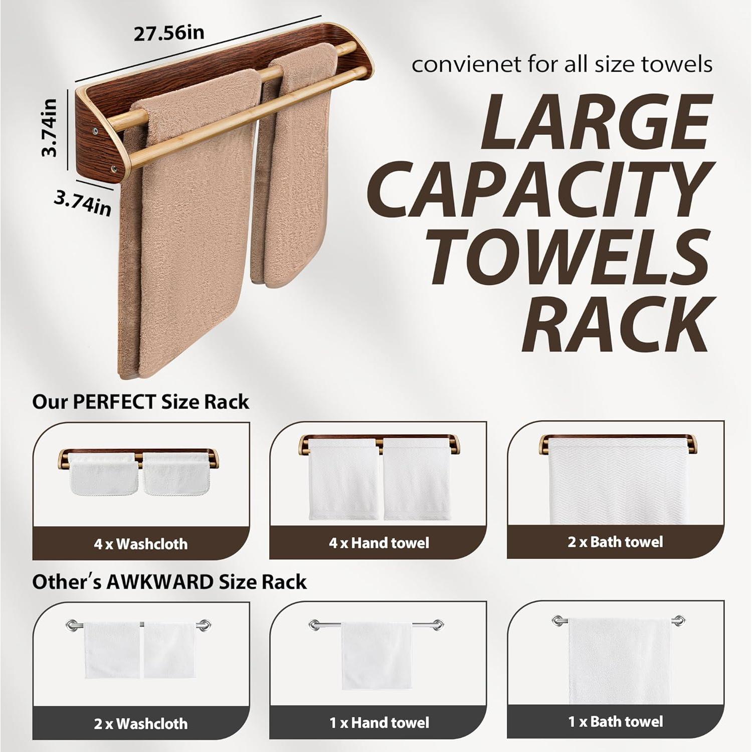Soporte Doble para Toallas Arget de Madera y Bambú
