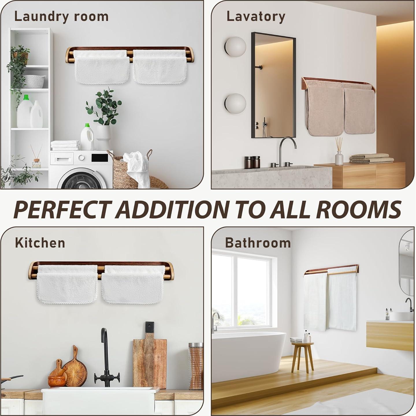 Soporte Doble para Toallas Arget de Madera y Bambú