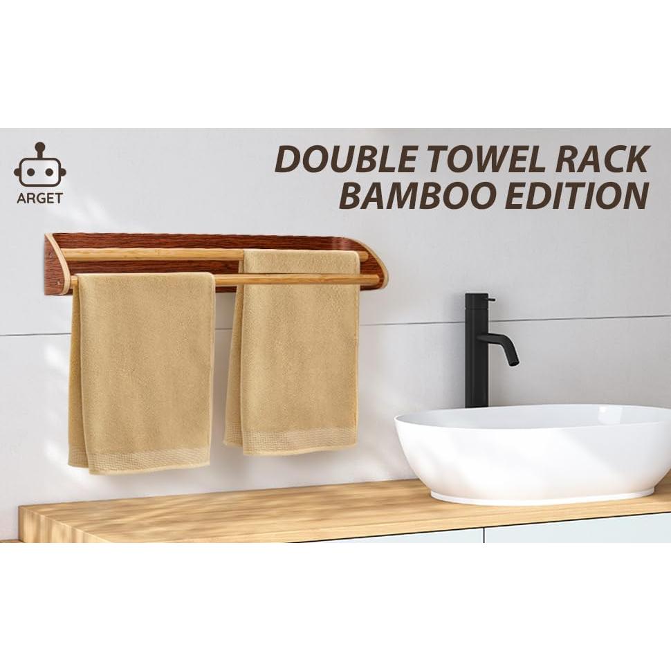Soporte Doble para Toallas Arget de Madera y Bambú