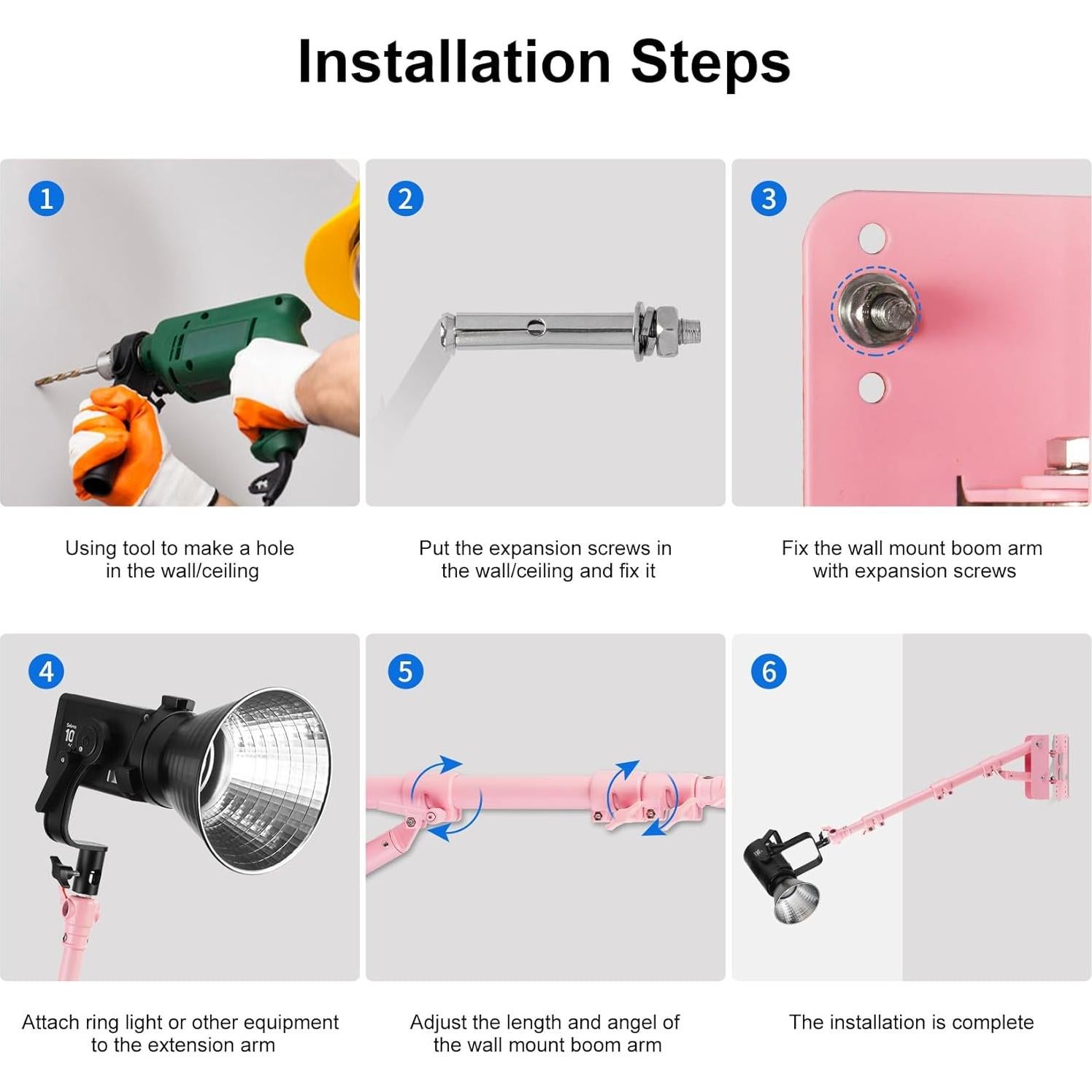 Soporte de Pared Selens para Anillo de Luz 100cm con Brazo Giratorio