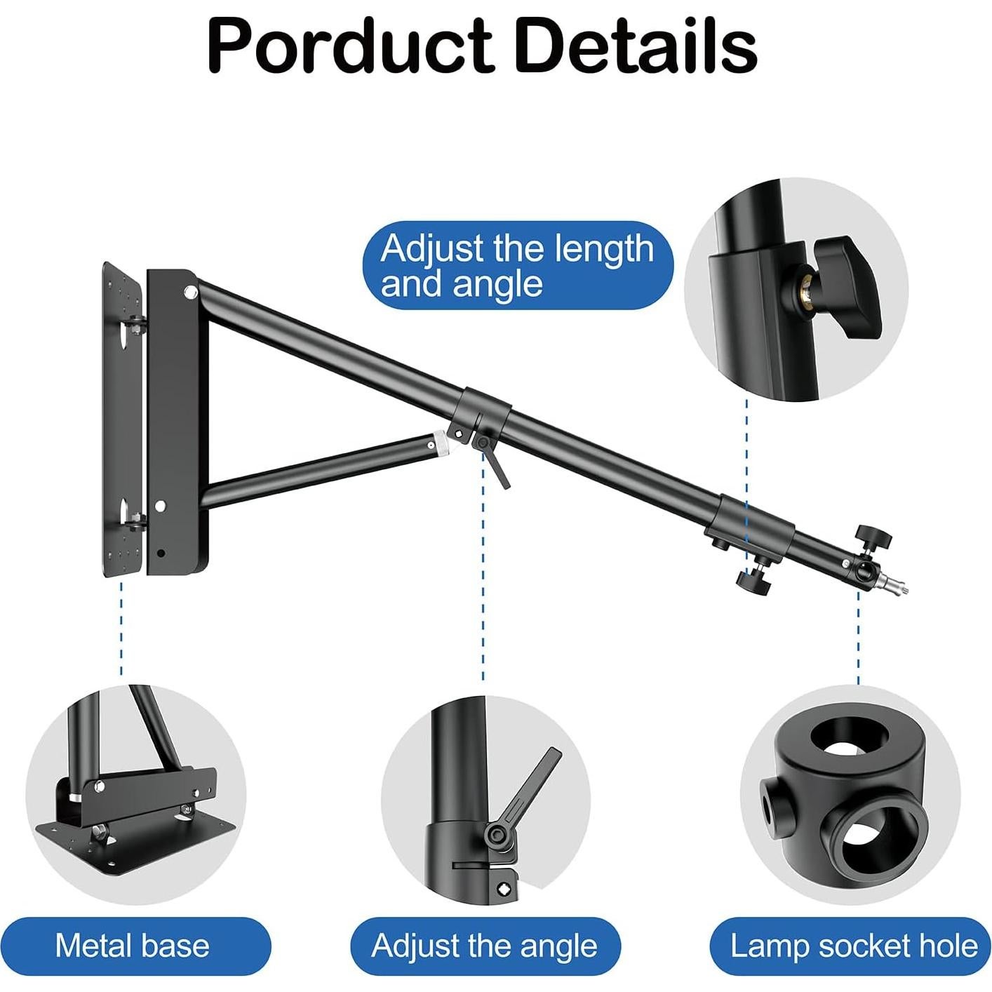 Soporte de Montaje de Luz de Anillo Apoueik SJJ-1 Ajustable 75-130cm