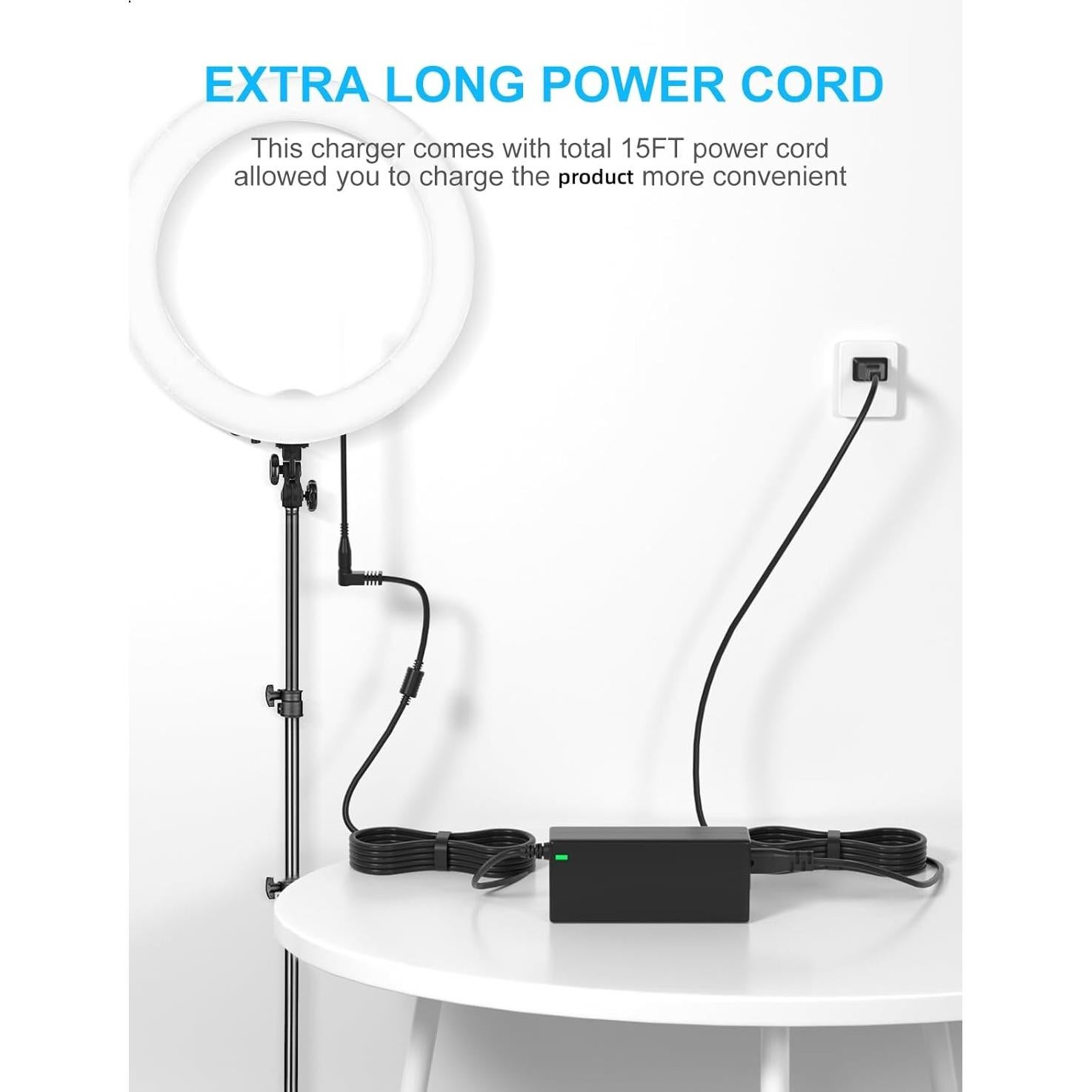 Cable de Alimentación 15V 4.8A Neewer 15FT para Luz de Anillo