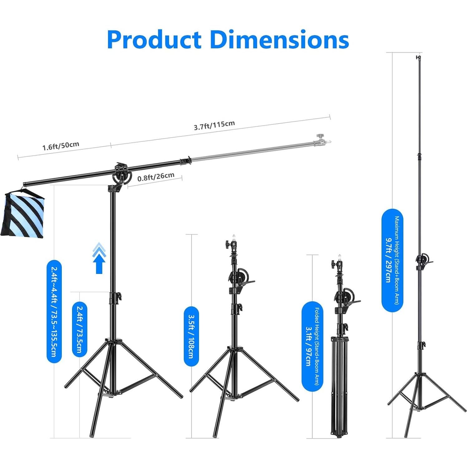 Soporte de Luz Neewer 2-en-1 con Brazo de Boom 2.95m