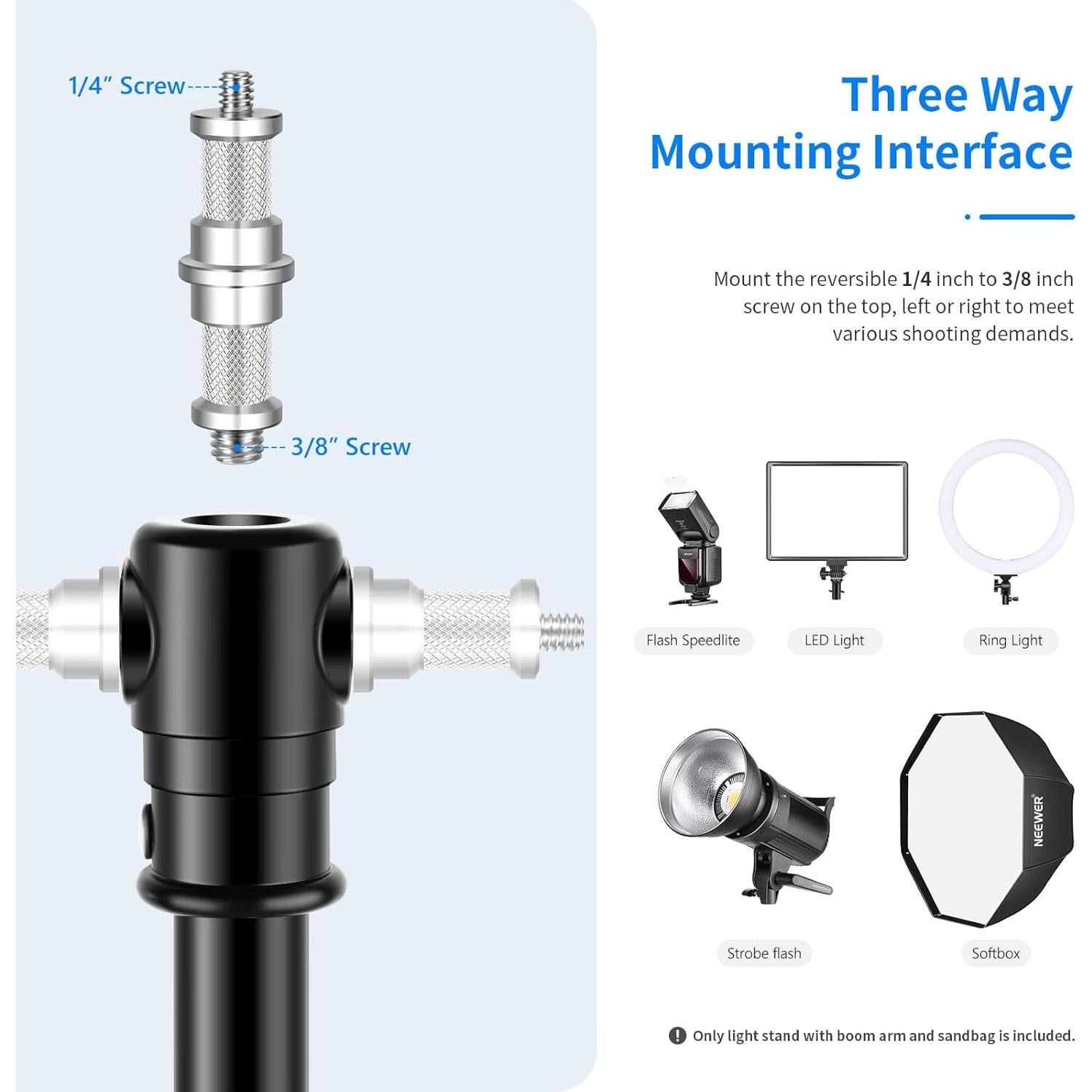 Soporte de Luz Neewer 2-en-1 con Brazo de Boom 2.95m