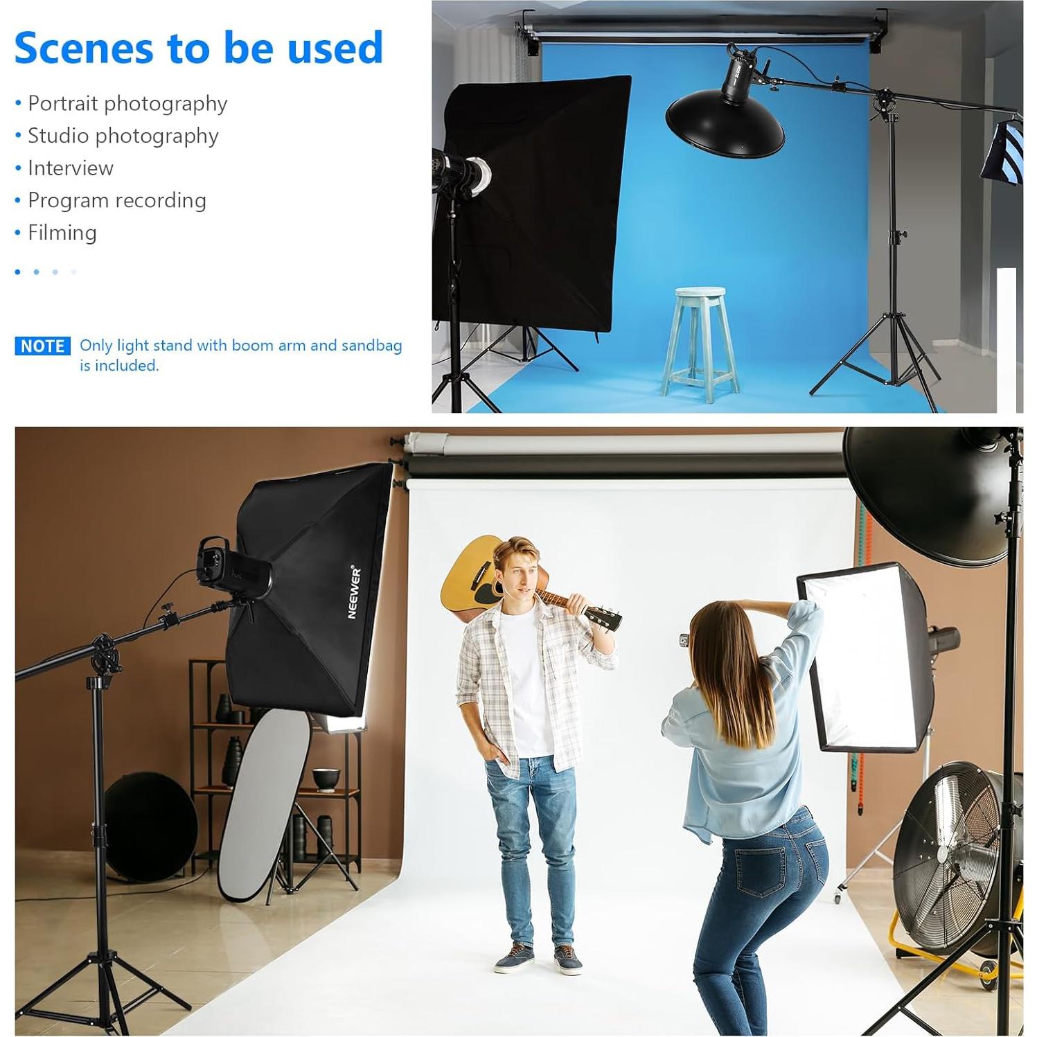 Soporte de Luz Neewer 2-en-1 con Brazo de Boom 2.95m