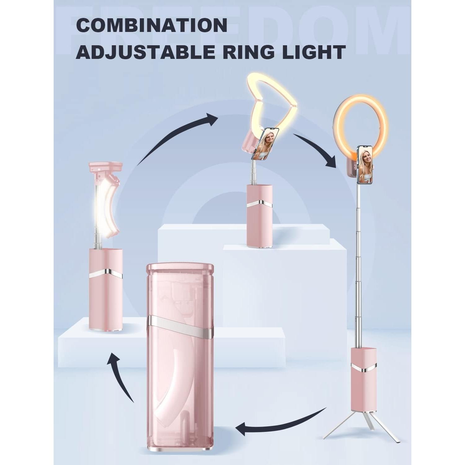 Anillo de Luz Plegable Woumlaiy 10'' con Trípode Extensible 200 cm