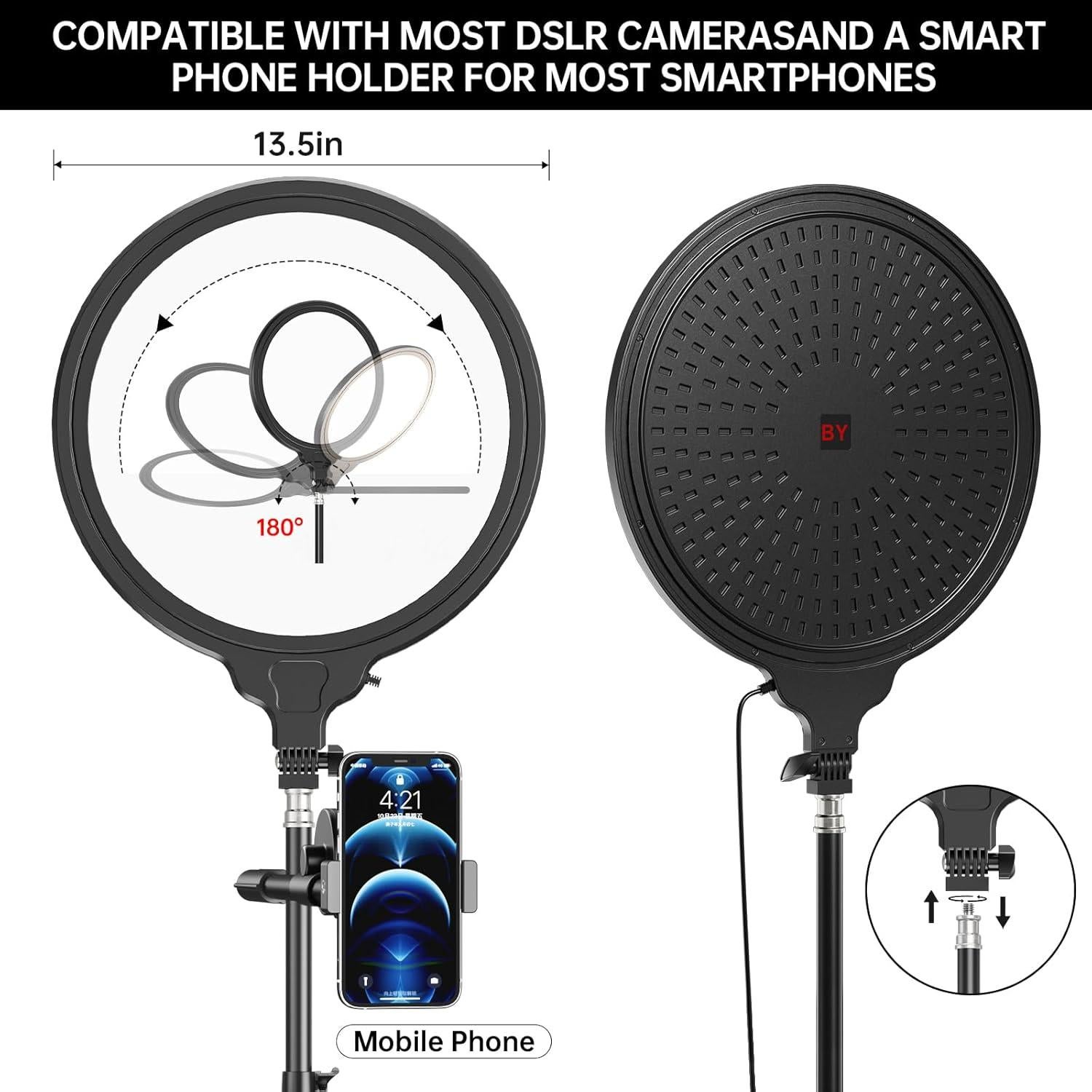 Anillo de Luz LED GBYOND 13.5" con Soporte Ajustable 55"