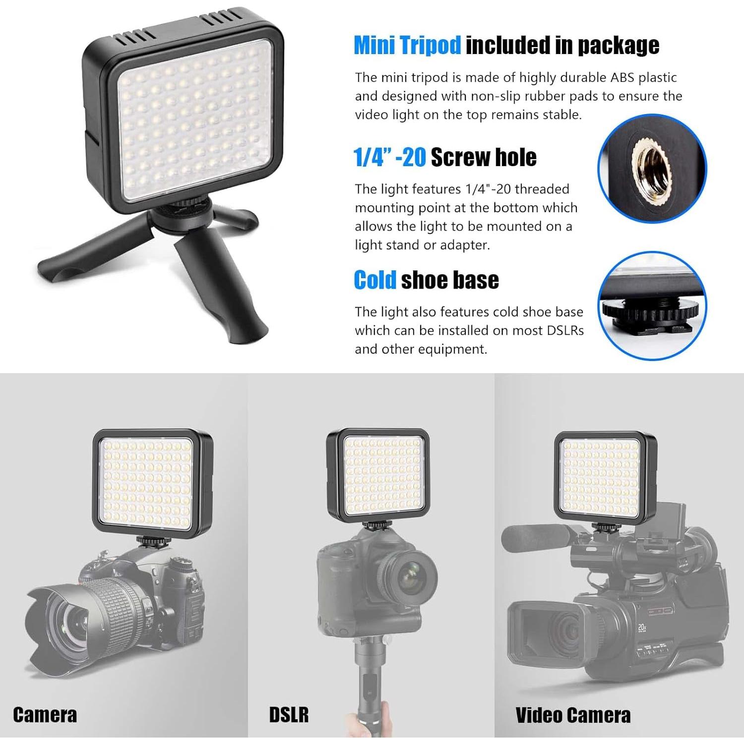 Luz de Video LED Mettlelite VL80 Portátil con Mini Trípode